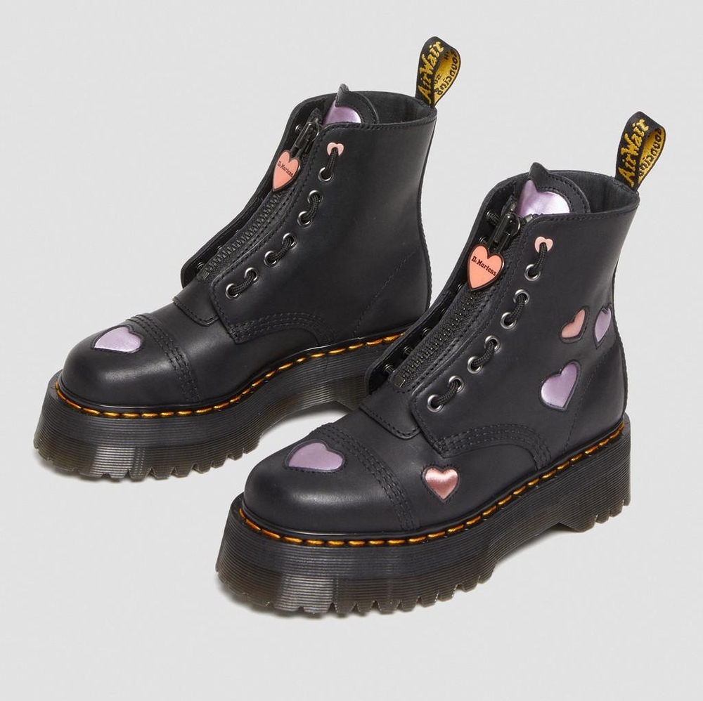 NWOT Dr. Martens Sinclair Platform Boot - Black / Hearts